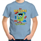 Fun Begins With The Press Of A Button, Video Game - Kids Youth T-Shirt Carolina Blue Kids Youth T-shirt Games Printed In Australia