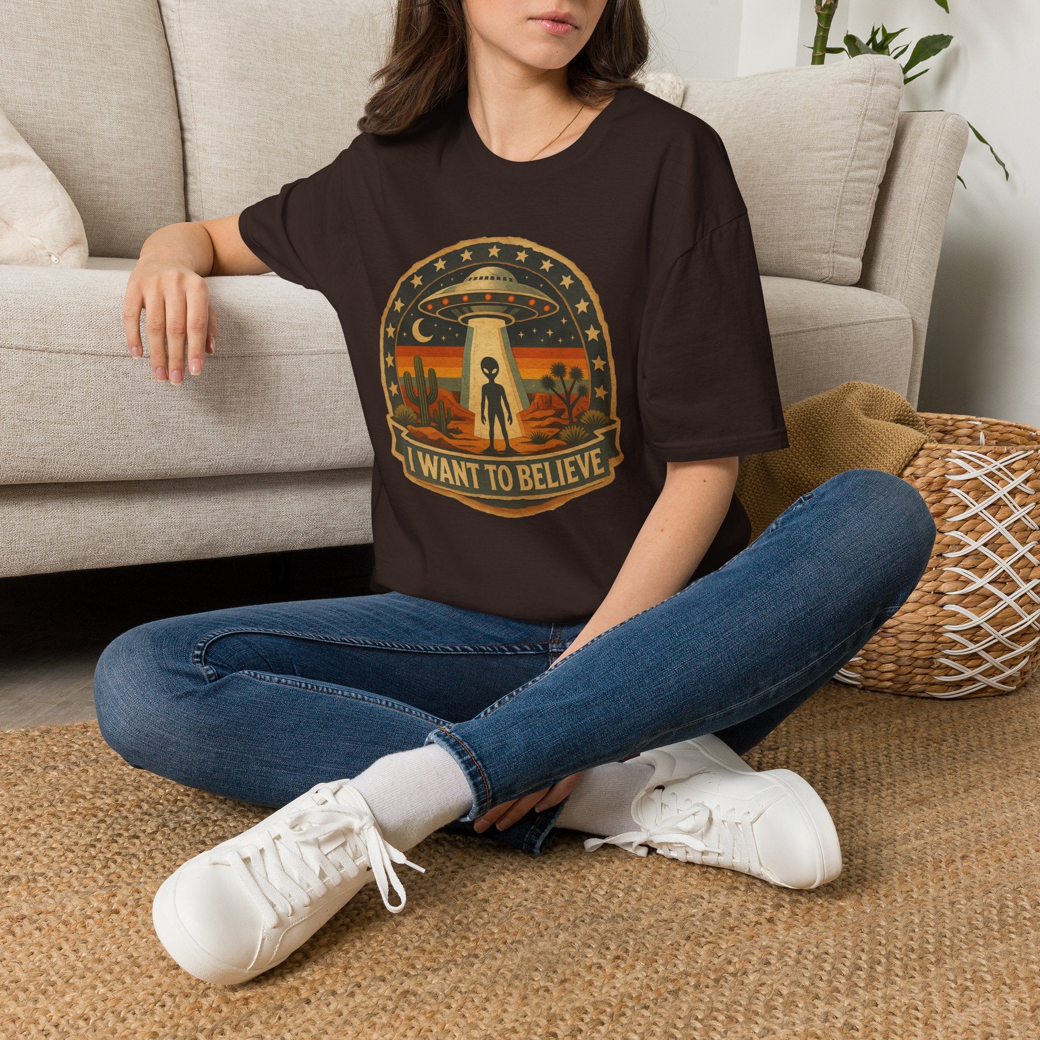 I Want To Believe UFO Alien Abduction Unisex T-Shirt Unisex Adult T-shirt Globally Fulfilled Sci Fi