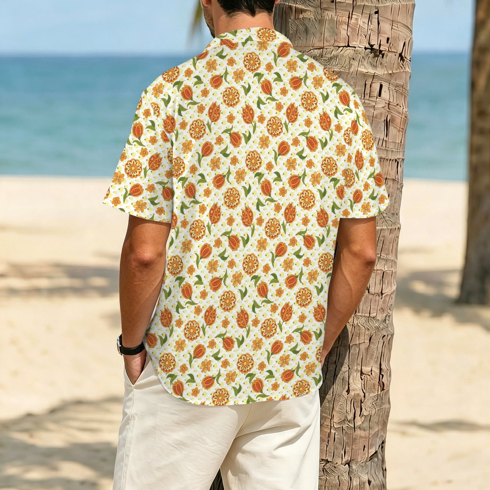 Graphic Floral Men's Crinkle Hawaiian Shirt