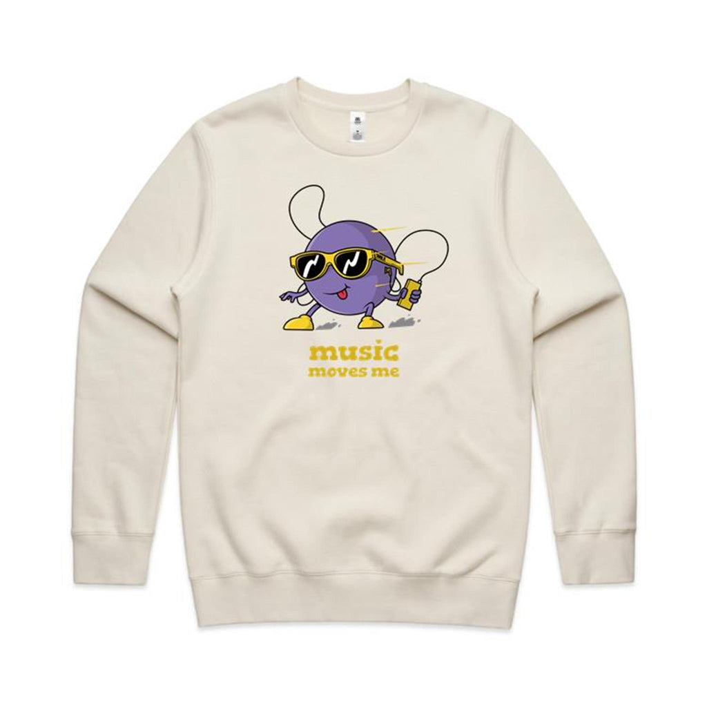 Music Moves Me - AS Colour Stencil Crew Sweatshirt Ecru Sweatshirt Music Printed In Australia