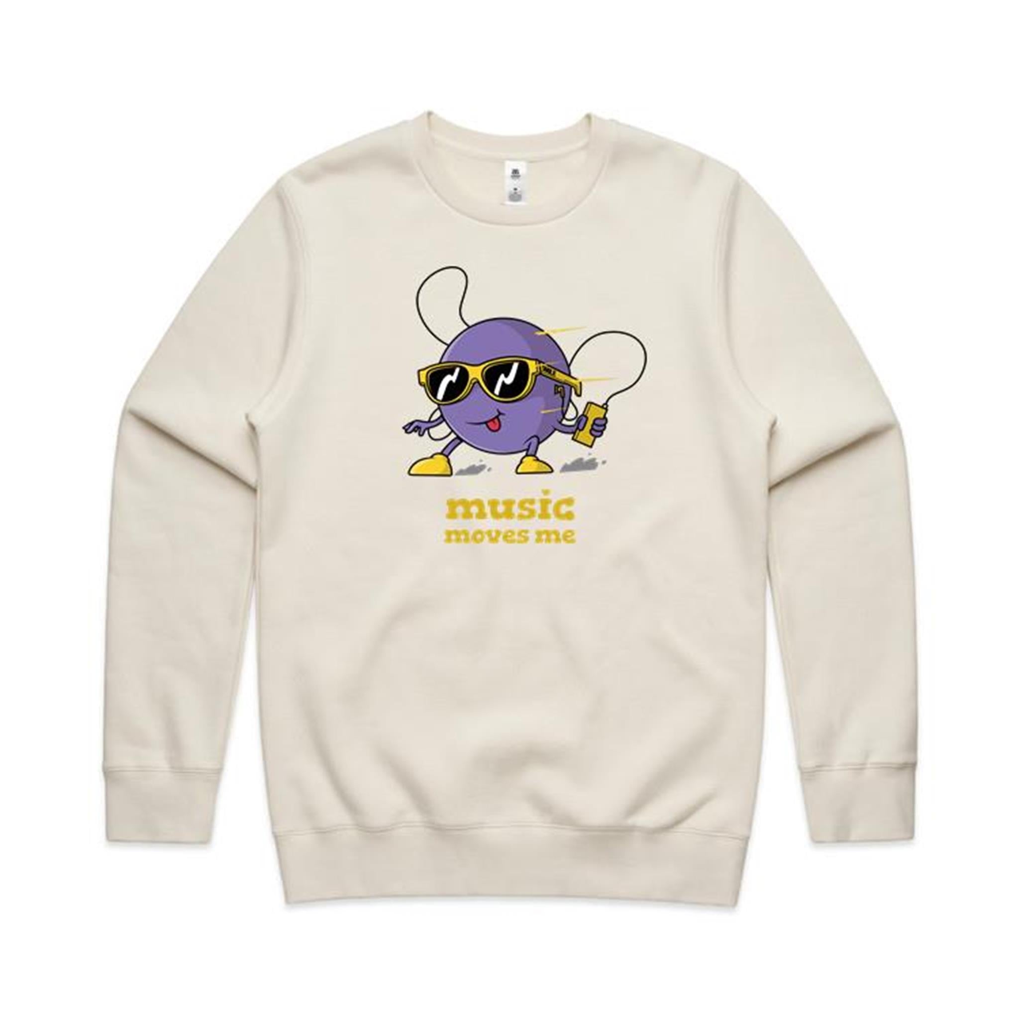 Music Moves Me - AS Colour Stencil Crew Sweatshirt Ecru Sweatshirt Music Printed In Australia