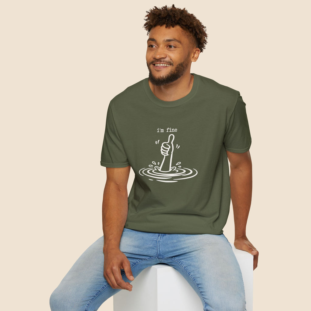 I'm Fine Drowning Thumbs Up Unisex T-shirt Unisex Adult T-shirt Globally Fulfilled Positivity