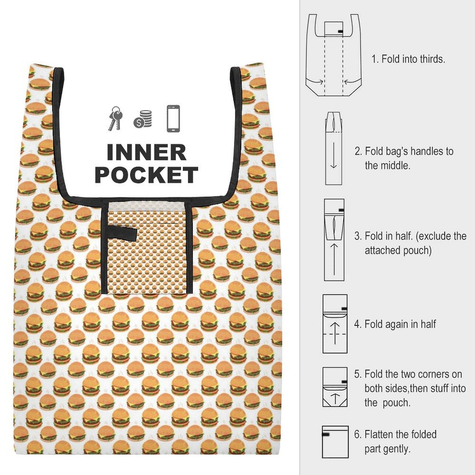 Hamburgers Foldable Shopping Bag