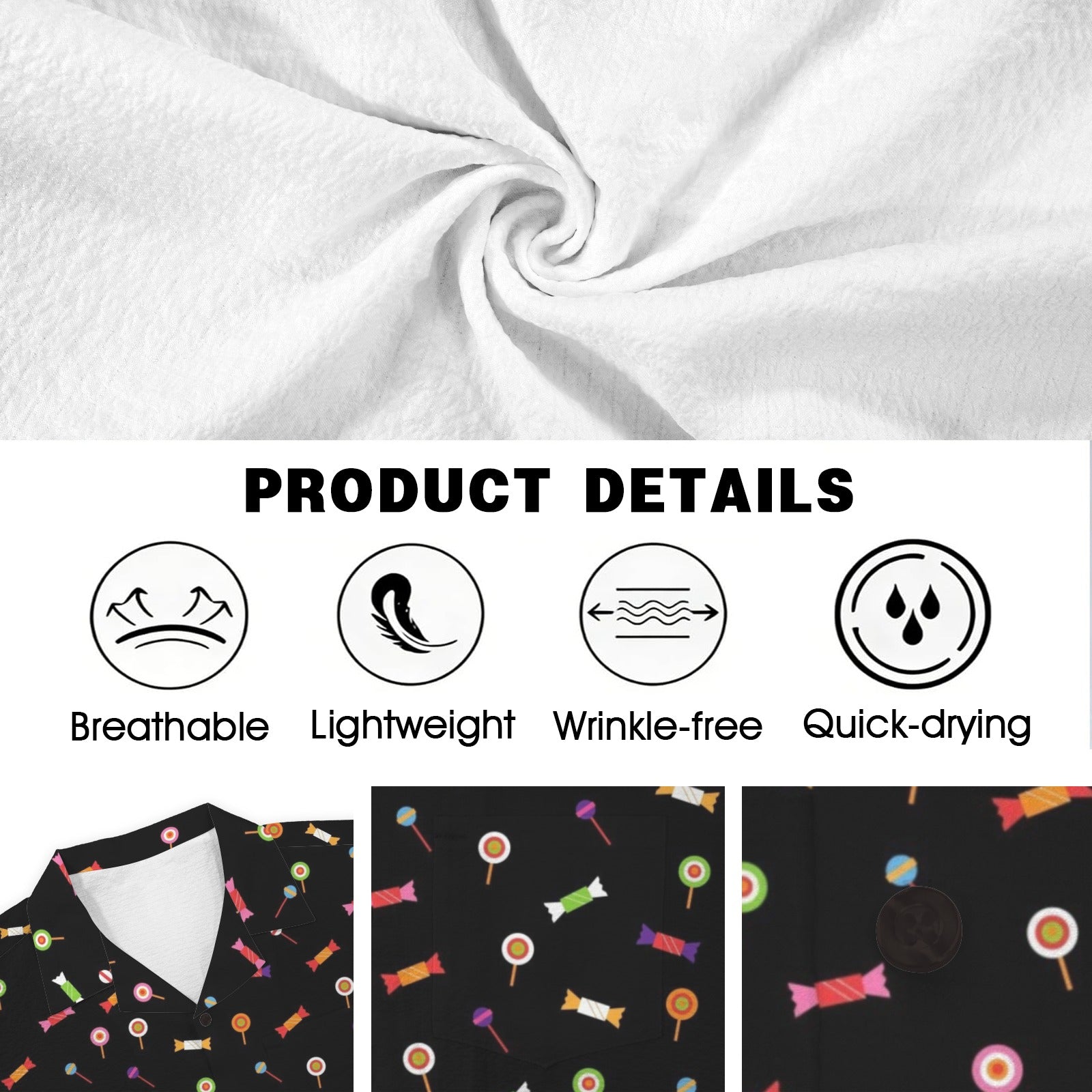 Candy Men's Crinkle Hawaiian Shirt