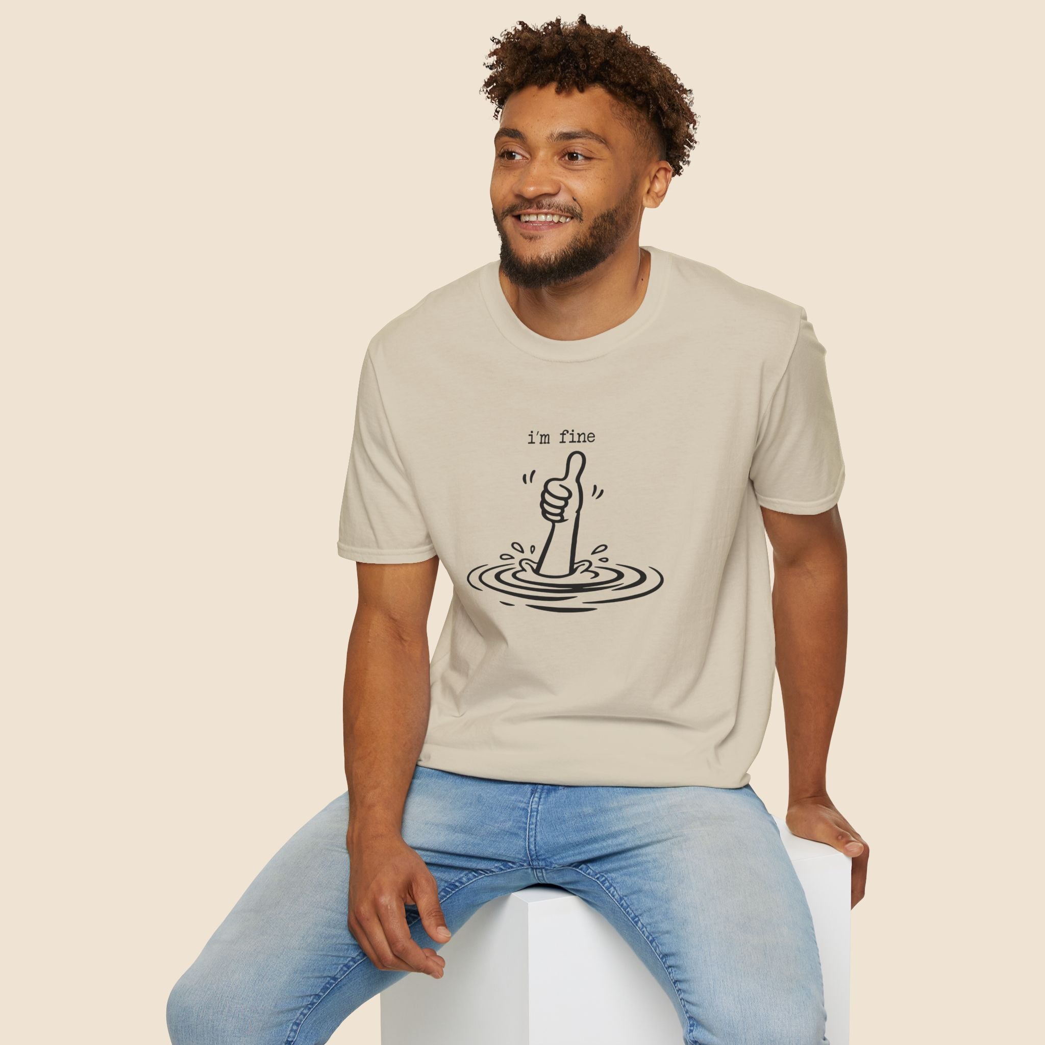 I'm Fine Drowning Thumbs Up Unisex T-shirt Unisex Adult T-shirt Globally Fulfilled Positivity