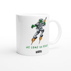 Personalise - We Come In Peace, Alien - White 11oz Ceramic Mug Personalised 11oz Mug customise Globally Fulfilled personalise Sci Fi