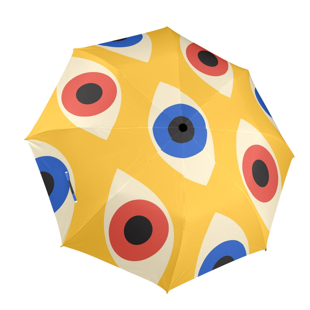Eyes on Yellow - Semi-Automatic Foldable Umbrella (Model U12) One Size Semi-Automatic Foldable Umbrella (U12)
