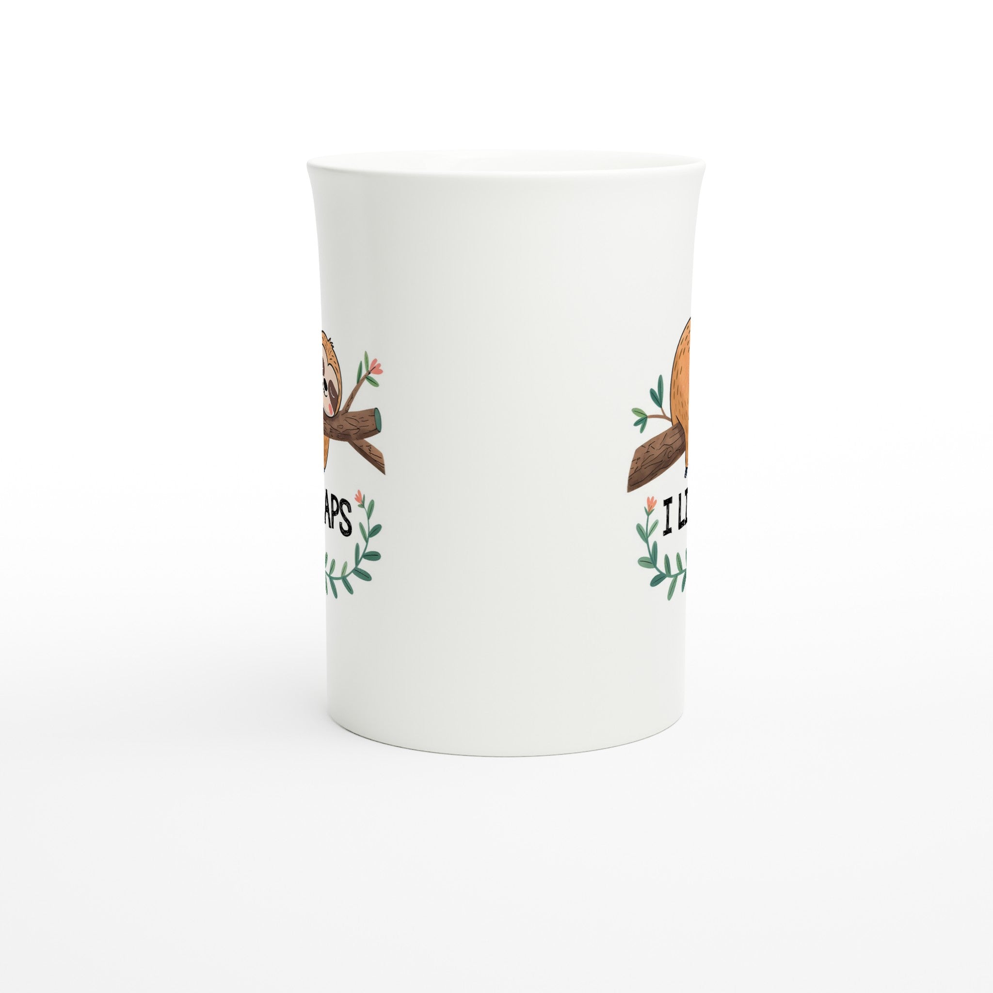 Sloth, I Like Naps - White 10oz Porcelain Slim Mug Porcelain Mug animal Globally Fulfilled