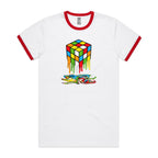 Melting Cube - Staple Ringer Tee White Red Ringer T-Shirt Games Printed In Australia