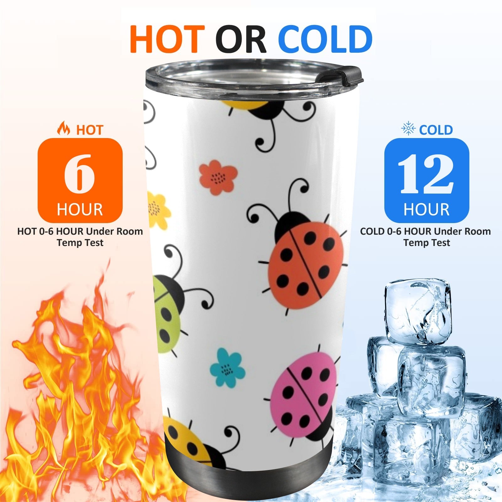 Ladybugs - 20oz Mobile Tumbler with Lid (Black Lock) 20oz Travel Mug animal Printed Offshore