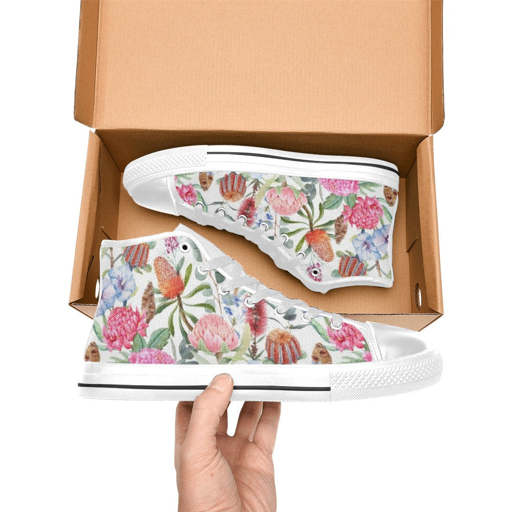 Australian Flowers - Women's High Top Canvas Shoes Womens Classic High Top Shoes Plants Printed Offshore