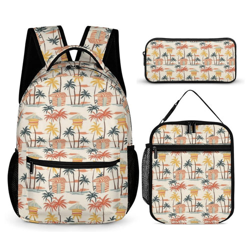 Beach Shack Backpack, Lunch Bag & Pencil Case Set white One size Backpack, Lunch Bag & Pencil Case Set Beach Printed Offshore Surf