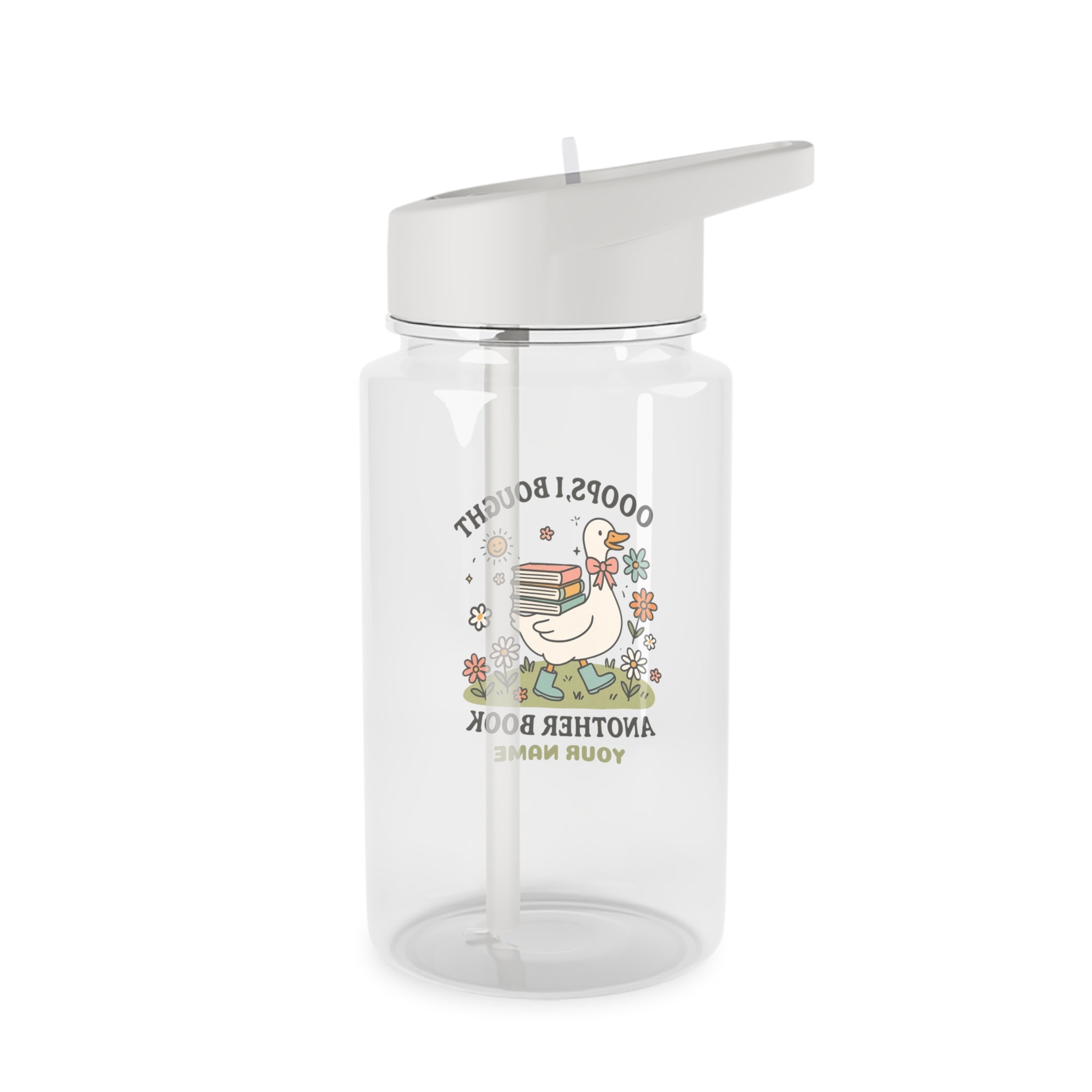Personalised - Oops I Bought Another Book, Goose - Clear Tritan Water Bottle
