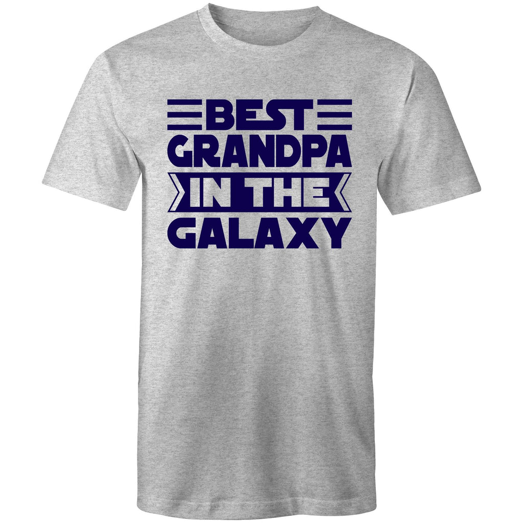 Best Grandpa In The Galaxy - Mens T-Shirt Grey Marle Mens T-shirt Dad Printed In Australia