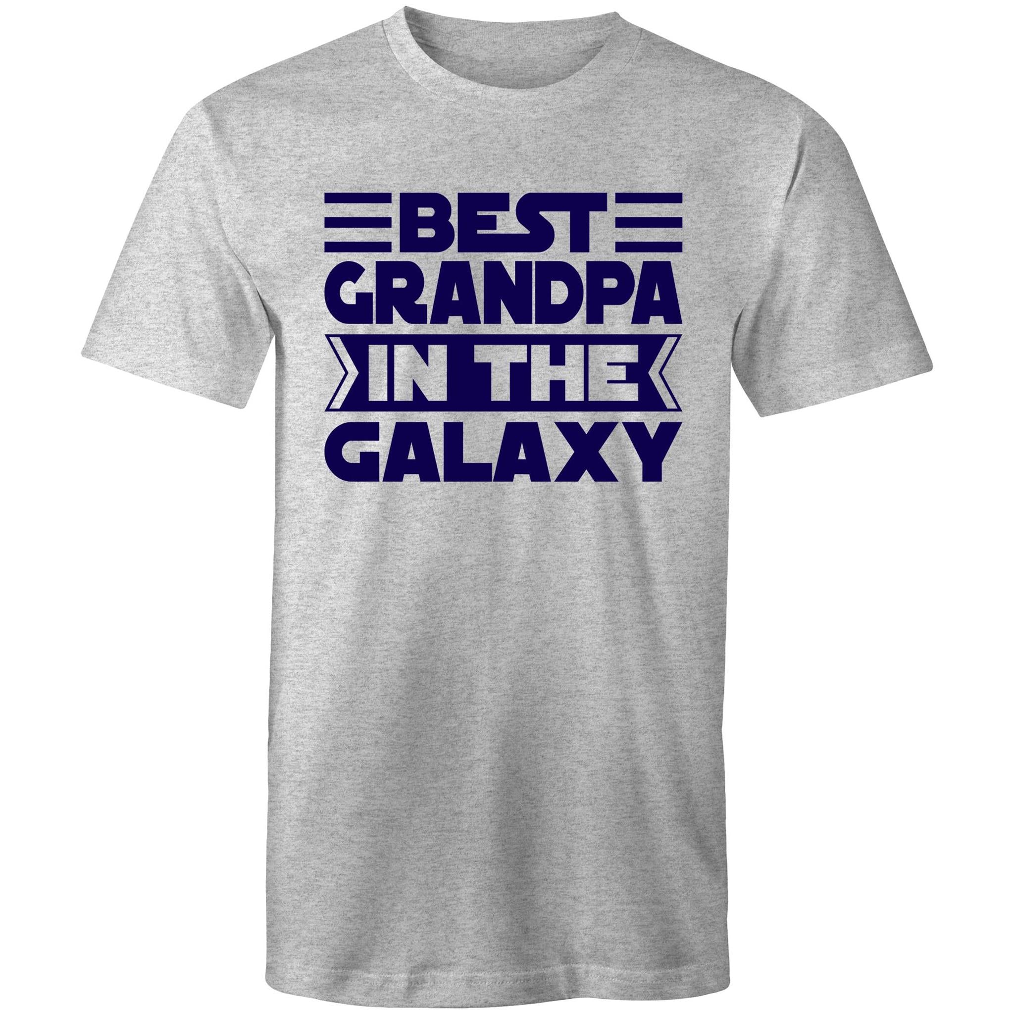 Best Grandpa In The Galaxy - Mens T-Shirt Grey Marle Mens T-shirt Dad Printed In Australia
