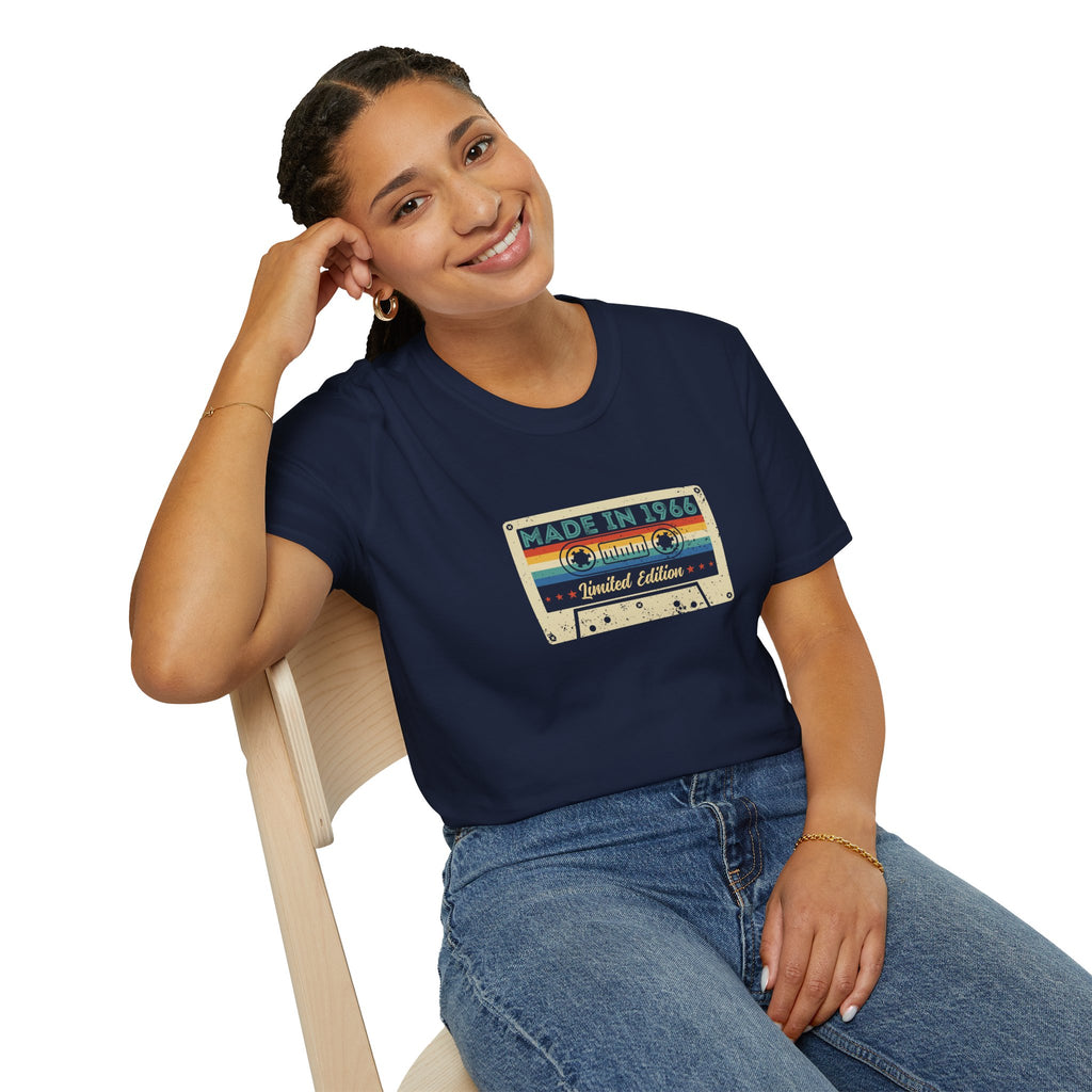 60th Birthday Made in 1966 Cassette Tape Unisex T-Shirt Unisex Adult T-shirt Birthday Globally Fulfilled