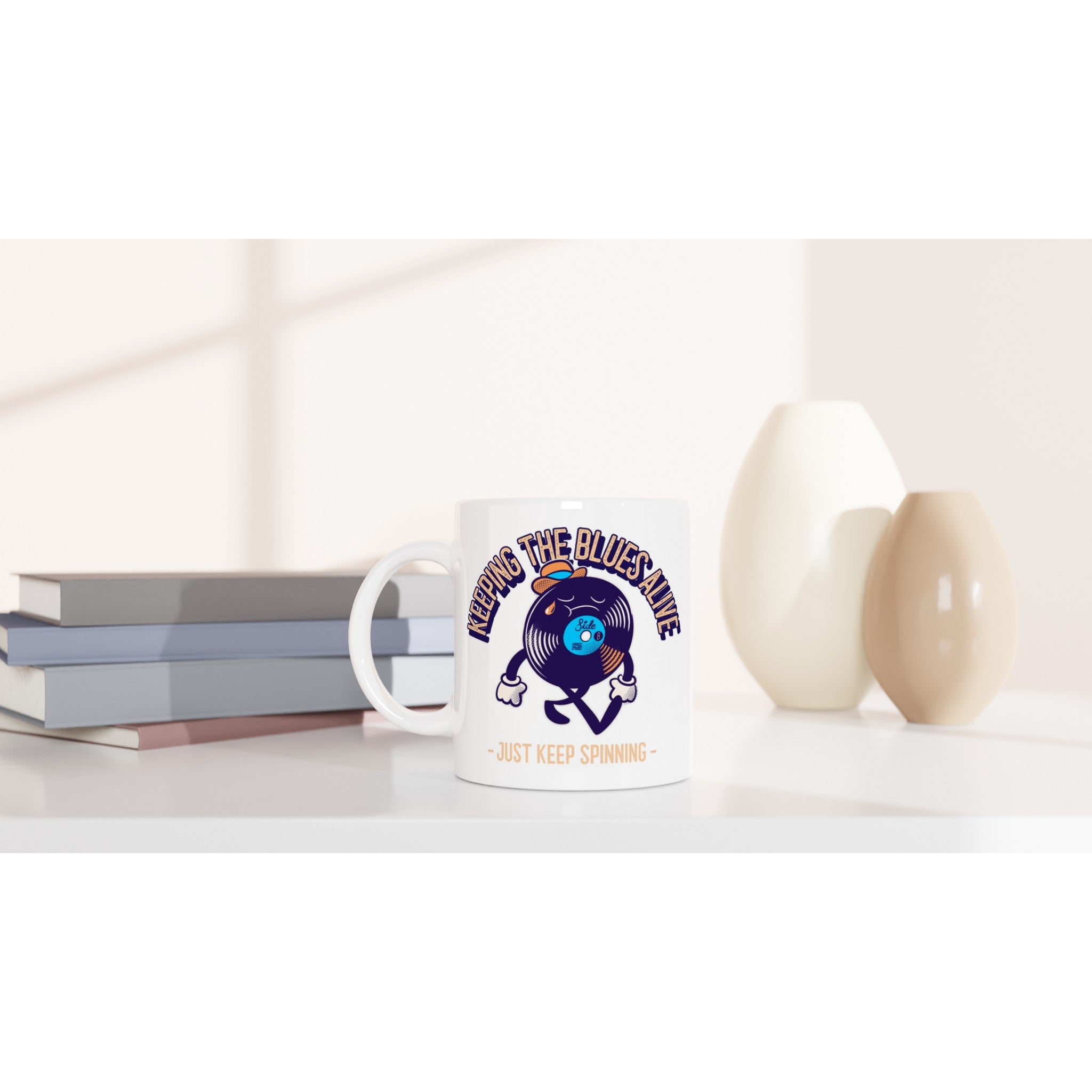 Keeping The Blues Alive - White 11oz Ceramic Mug White 11oz Mug Globally Fulfilled Music