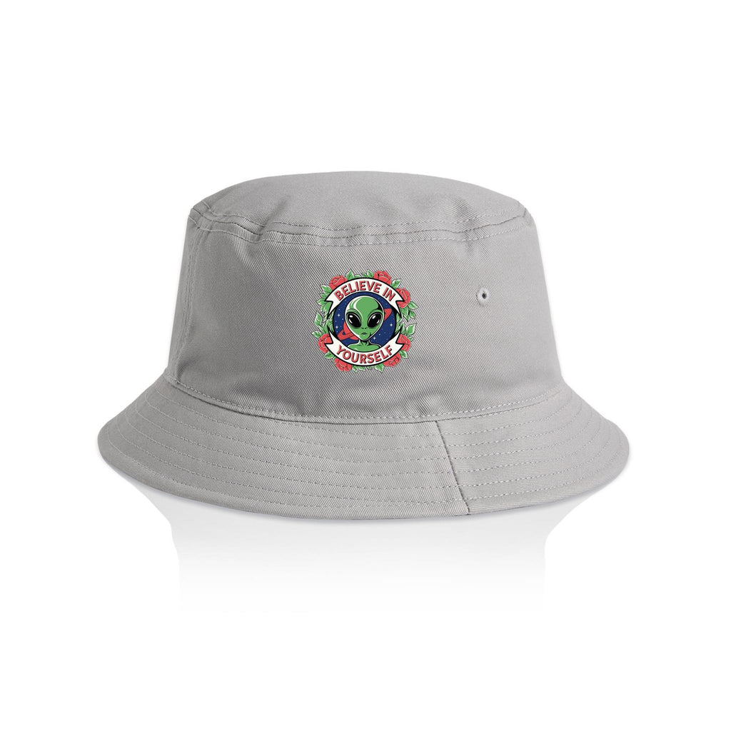 Believe In Yourself, Alien - AS Colour Bucket Hat Storm One Size As Colour Bucket Hat Motivation Positivity Printed In Australia Sci Fi