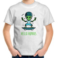 Hello Humans, Alien - Kids Youth T-Shirt White Kids Youth T-shirt Printed In Australia Sci Fi