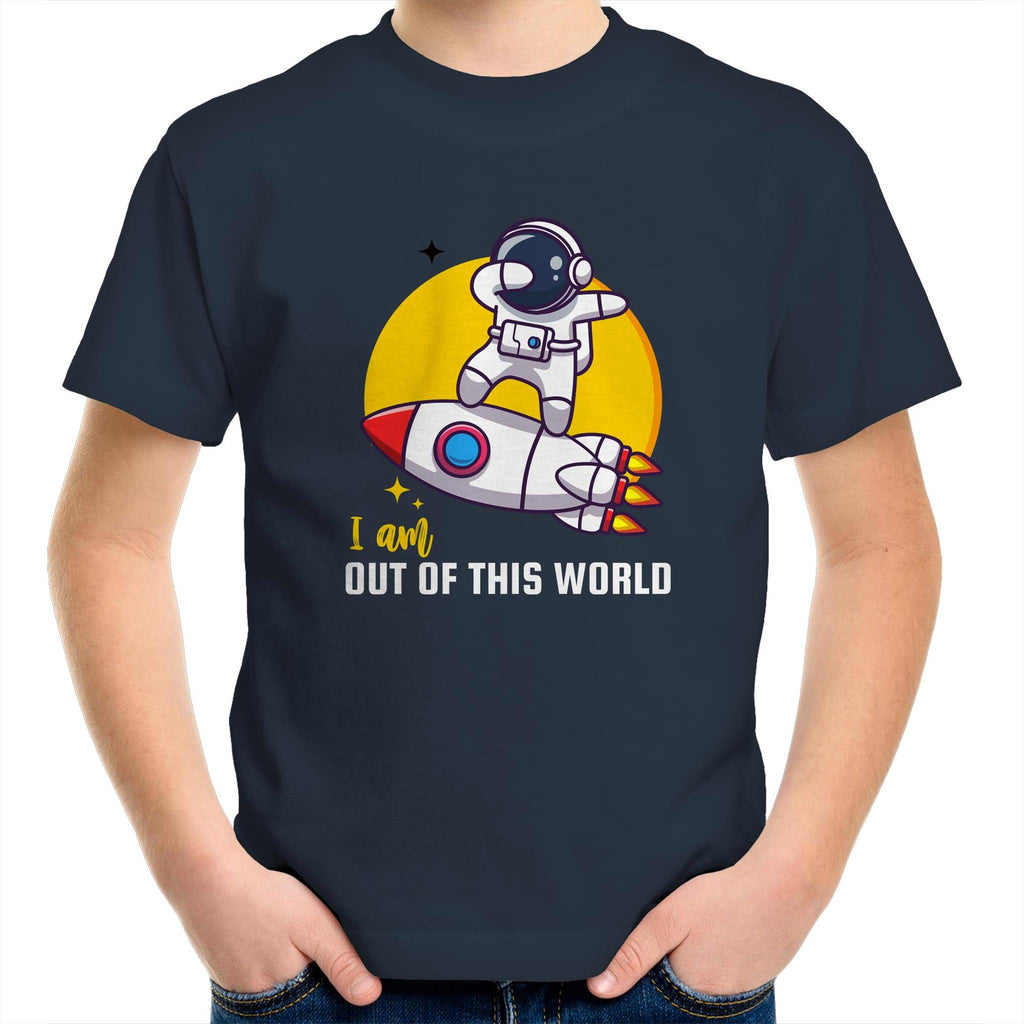 I Am Out Of This World, Astronaut - Kids Youth T-Shirt Navy Kids Youth T-shirt Printed In Australia Space