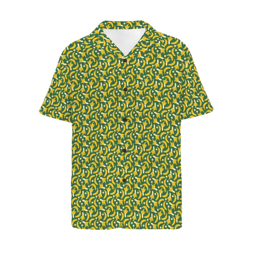 Happy Bananas Men's Short Sleeve Hawaiian Shirt Men's Hawaiian Shirt (New) Food Printed Offshore