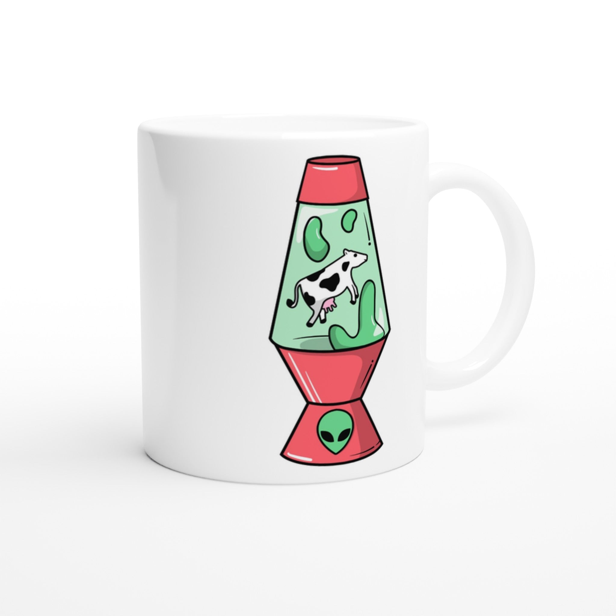 Alien Cow Lava Lamp - White 11oz Ceramic Mug White 11oz Mug animal Globally Fulfilled Retro Sci Fi