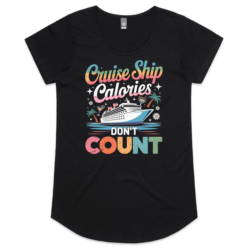 Cruise Ship Calories Don't Count Womens Cruise Scoop Neck T-shirt Black Womens Cruise Scoop Neck T-shirt Cruise Printed In Australia