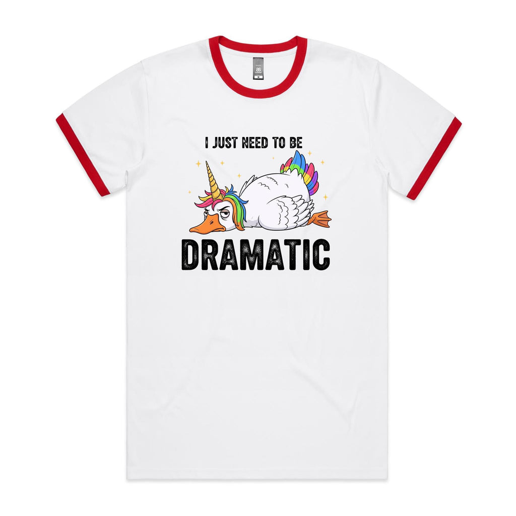 Dramatic Unicorn Goose AS Colour Staple Ringer Tee White Red Ringer T-Shirt animal Printed In Australia
