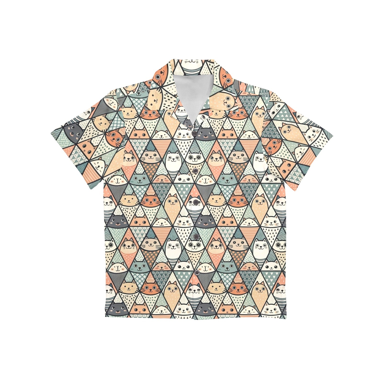 Diamond Cat Pattern - Junior Kids Hawaiian Shirt