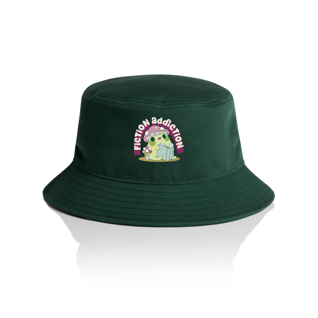 Fiction Addiction - AS Colour Bucket Hat Forest Green One Size As Colour Bucket Hat Printed In Australia Reading