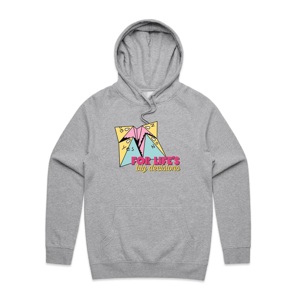 For Life's Big Decisions - Mens Hoodie Grey Marle Mens Hoodie Games Printed In Australia
