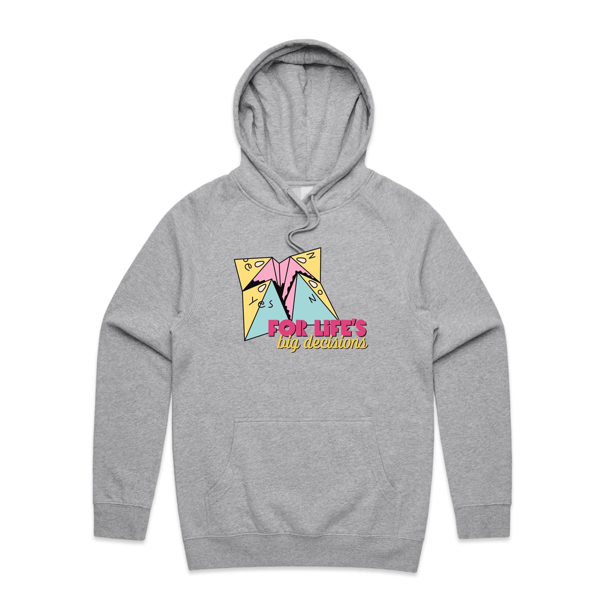 For Life's Big Decisions - Mens Hoodie Grey Marle Mens Hoodie Games Printed In Australia