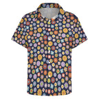 Groovy Flowers Women's Collared Pocketless Short Sleeve Shirt