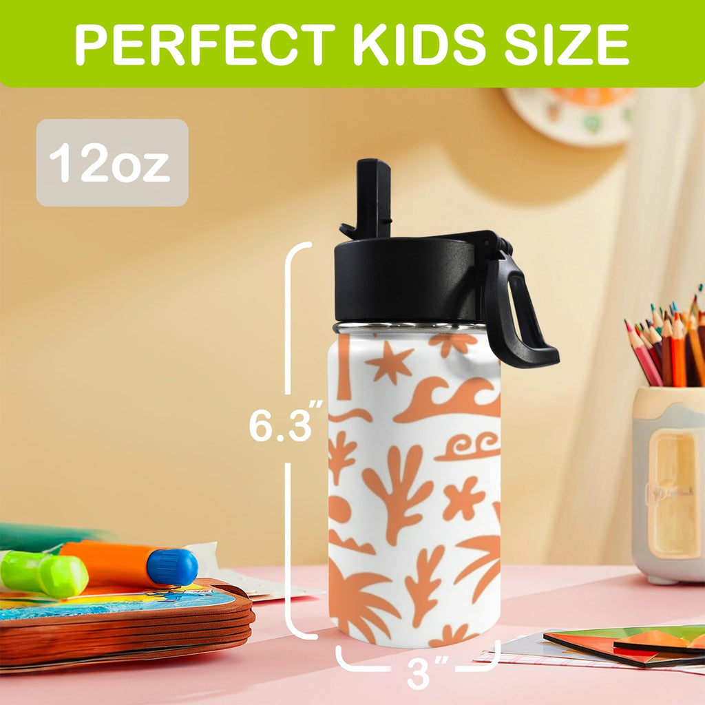 Orange Surf - 12oz Kids Water Bottle with Straw Lid