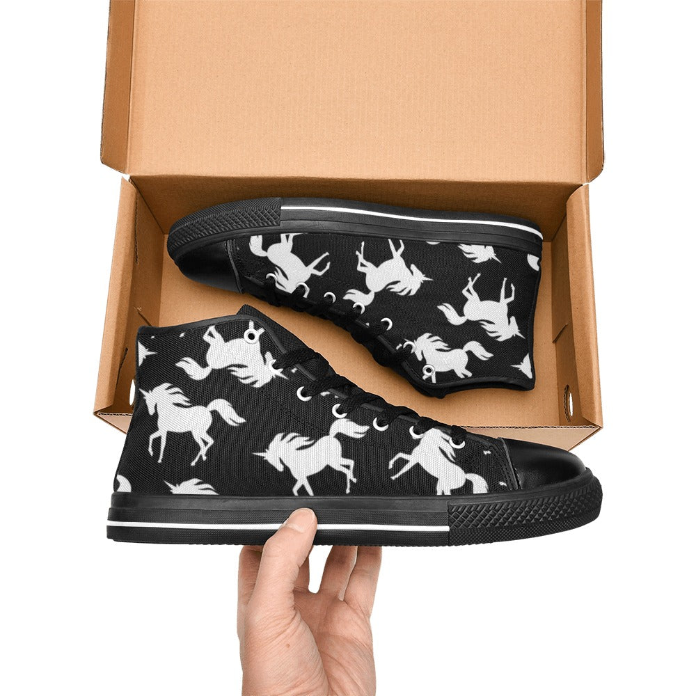 Unicorns - Kids High Top Canvas Shoes