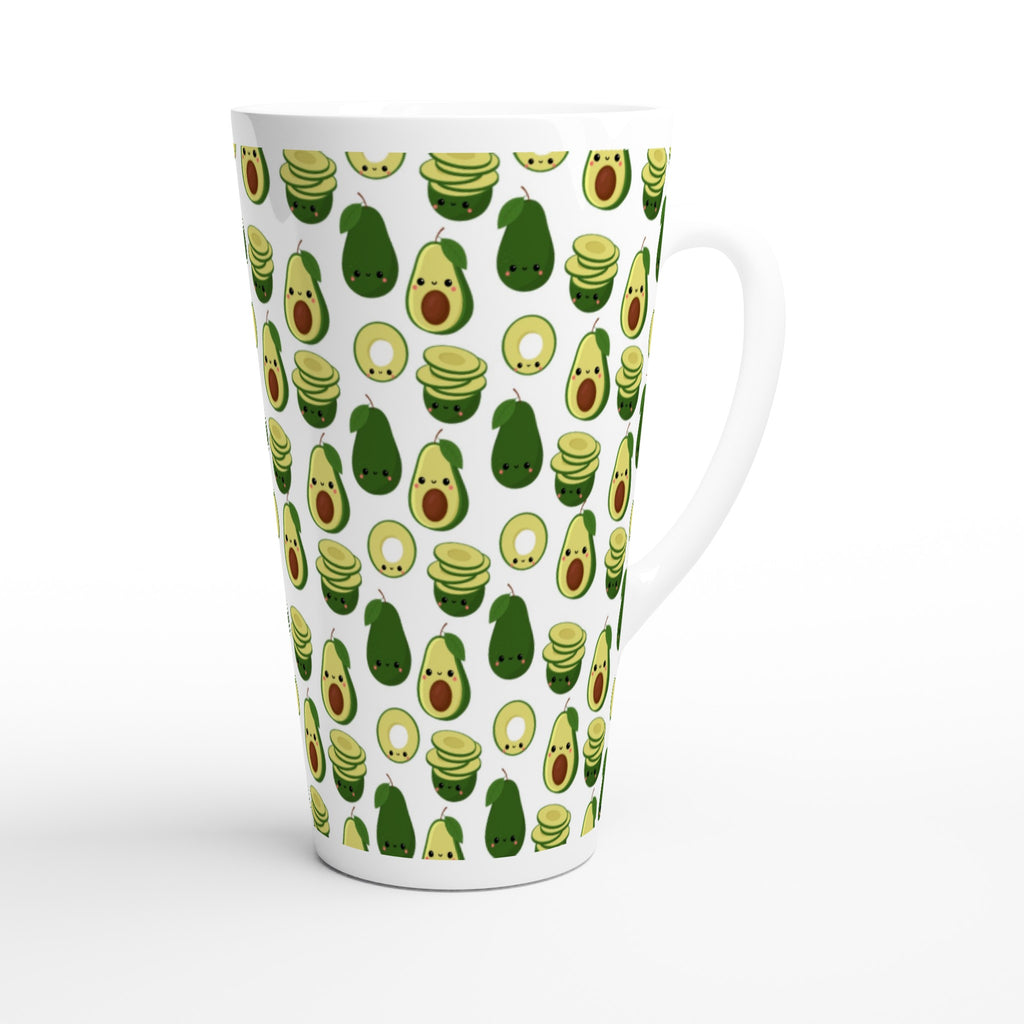 Cute Avocados - White Latte 17oz Ceramic Mug Latte Mug food Globally Fulfilled
