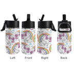 Cartoon Unicorn Rainbow 12oz Kids Water Bottle with Straw Lid