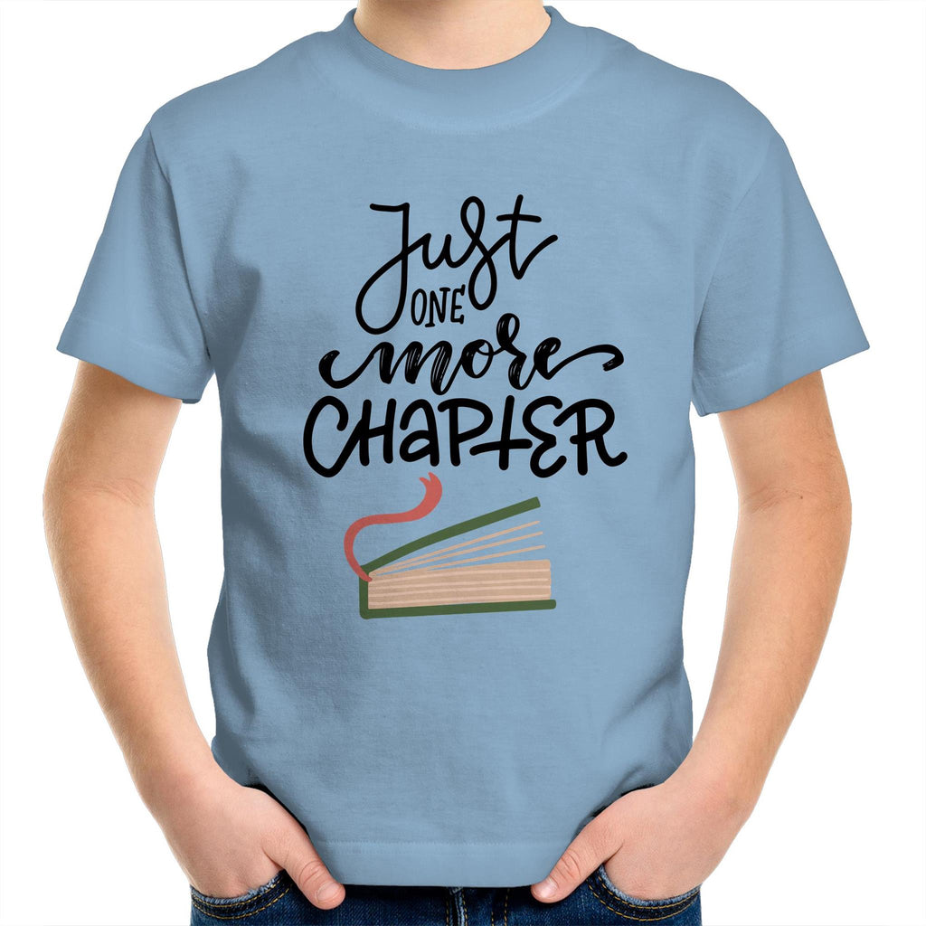 Just One More Chapter - Kids Youth T-Shirt Carolina Blue Kids Youth T-shirt Printed In Australia Reading