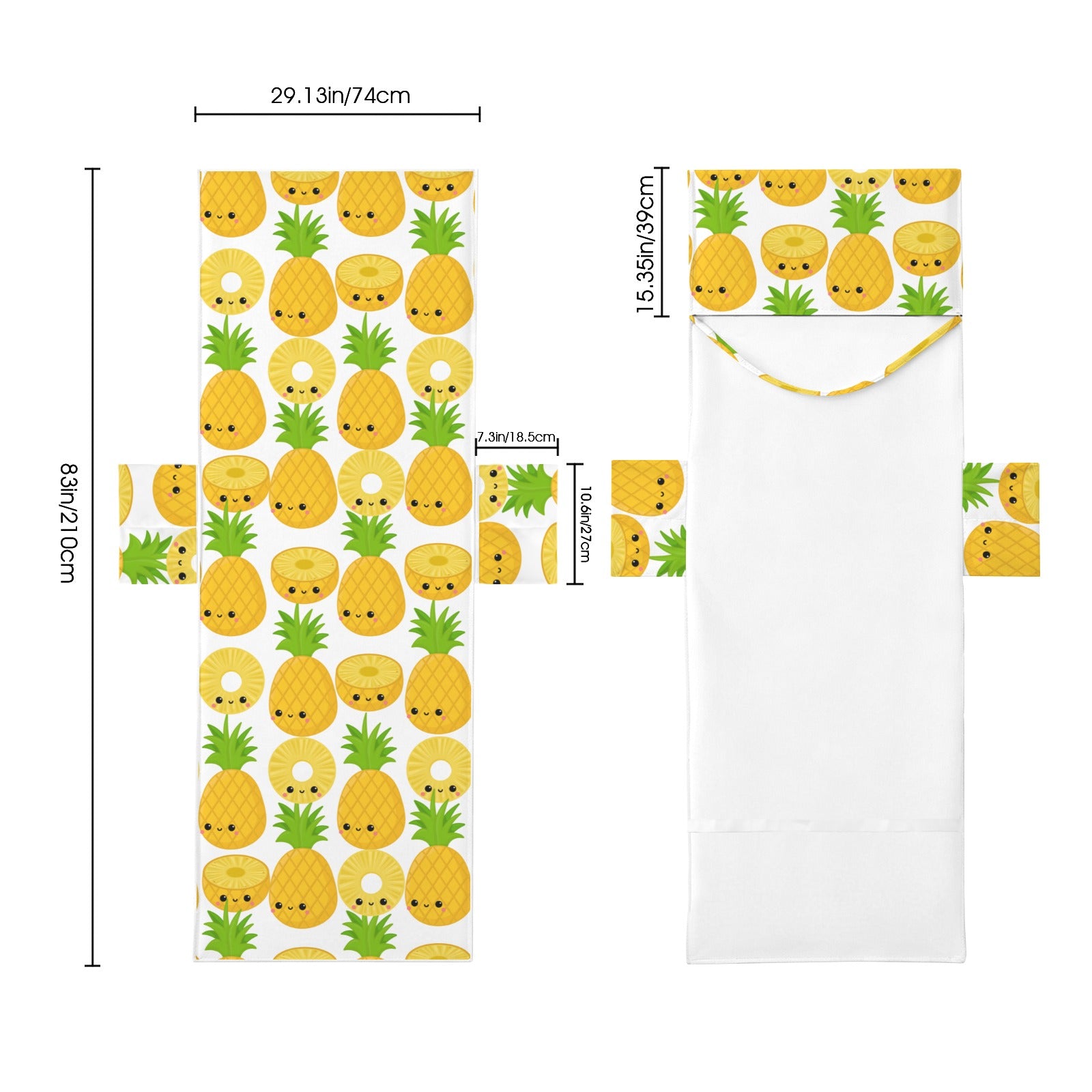 Happy Pineapples Beach Chair Towel Cover with Side Pockets