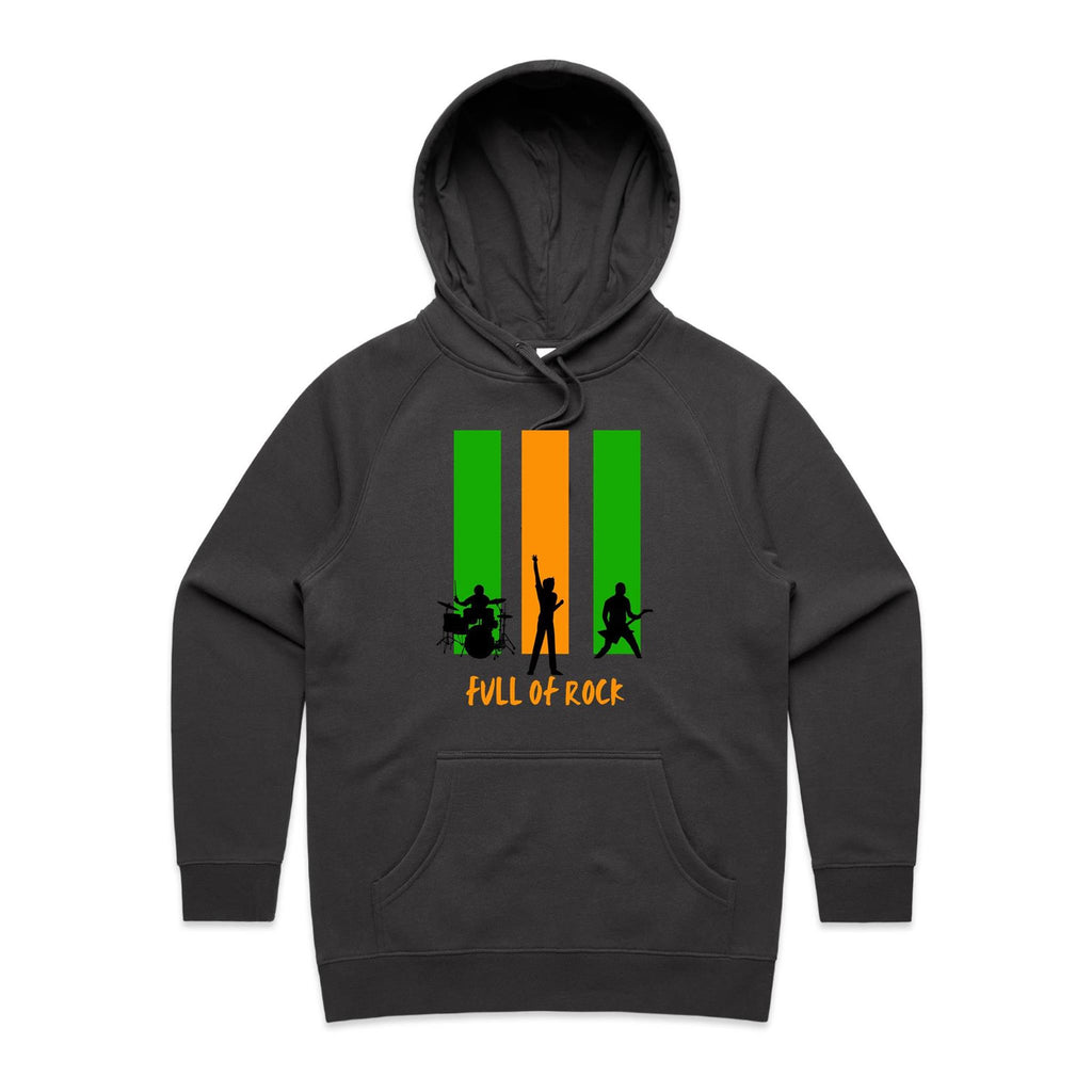 Full Of Rock - Womens Hoodie Coal Womens Hoodie Music Printed In Australia