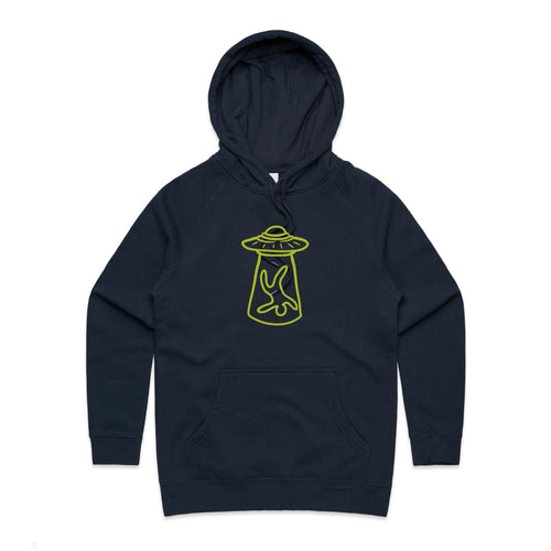 Alien Abduction - Womens Hoodie Navy Womens Hoodie Printed In Australia Sci Fi