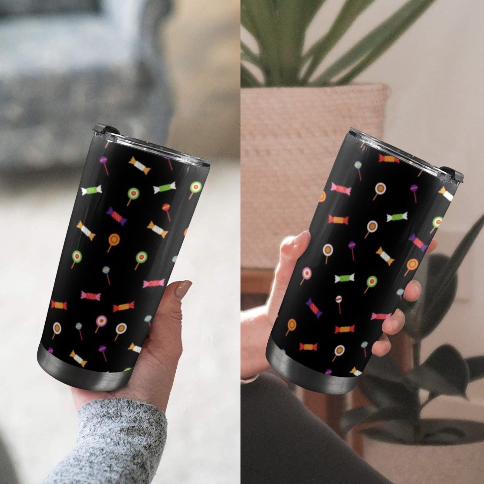 Candy - 20oz Mobile Tumbler with Lid (Black Lock) 20oz Travel Mug Food Printed Offshore