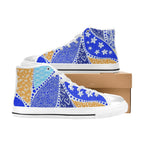 Blue Swirl Women's High Top Canvas Shoes Womens Classic High Top Shoes Printed Offshore