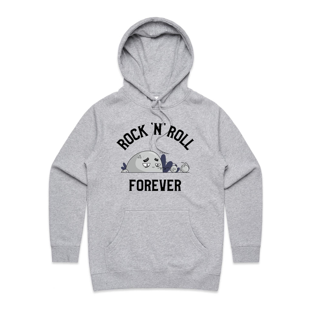 Rock And Roll Forever - Womens Hoodie Grey Marle Womens Hoodie Music Printed In Australia
