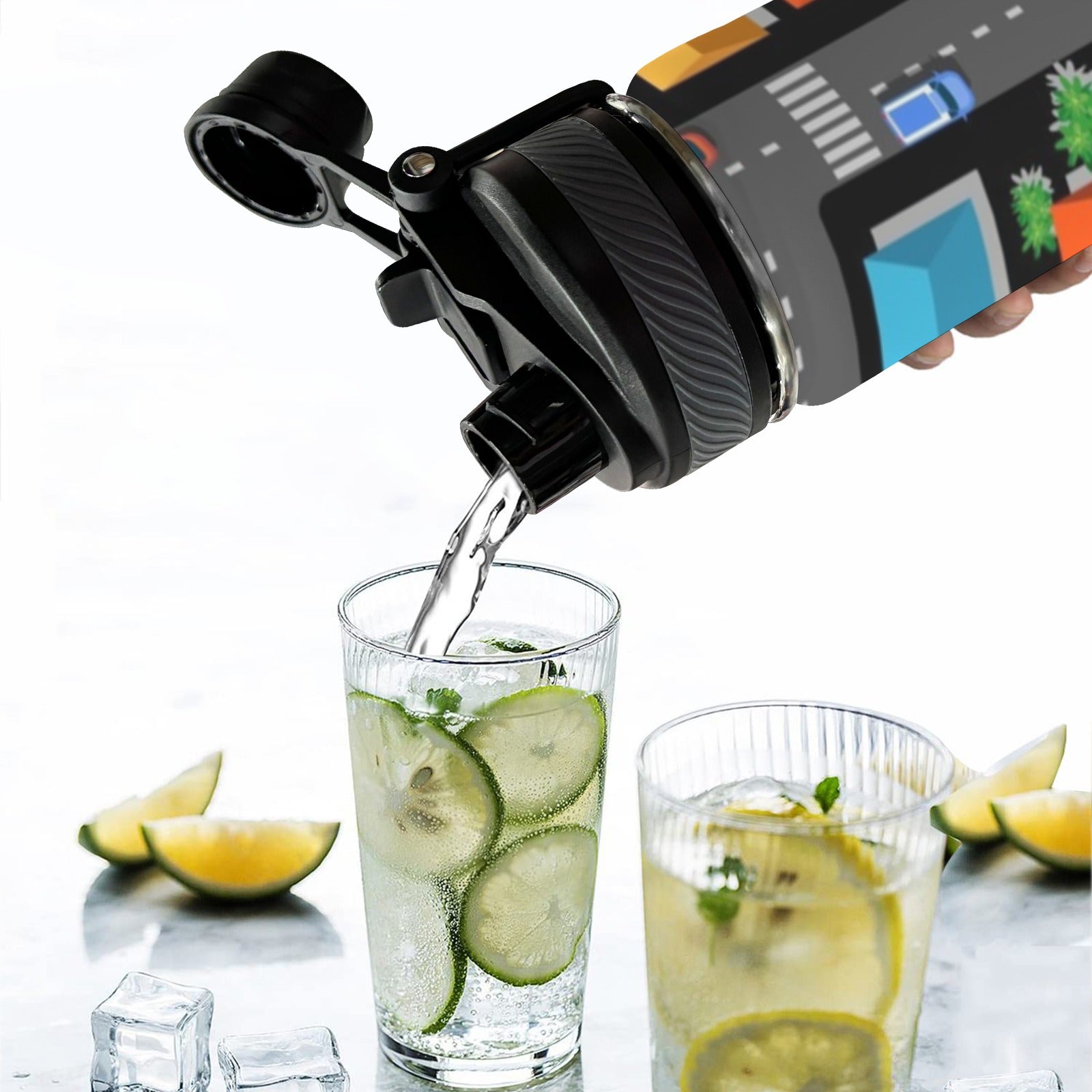 Road Map - Insulated Water Bottle with Dual-Use Lid (18oz) Insulated Water Bottle with Dual-Use Lid (18oz) Printed Offshore