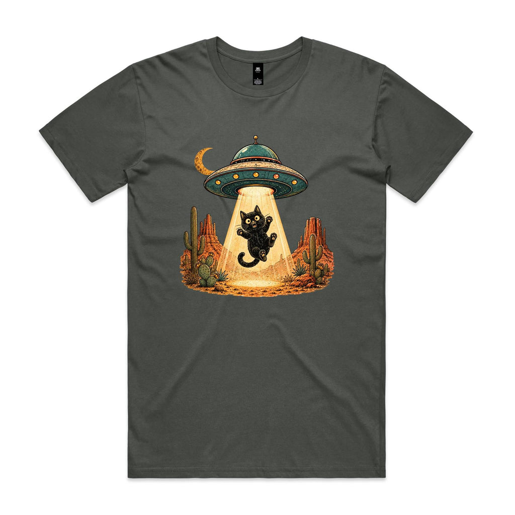 Black Cat Alien UFO Abduction Men's AS Colour T-shirt