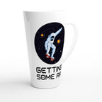 Astronaut Skateboard, Getting Some Air - White Latte 17oz Ceramic Mug Latte Mug Globally Fulfilled Space