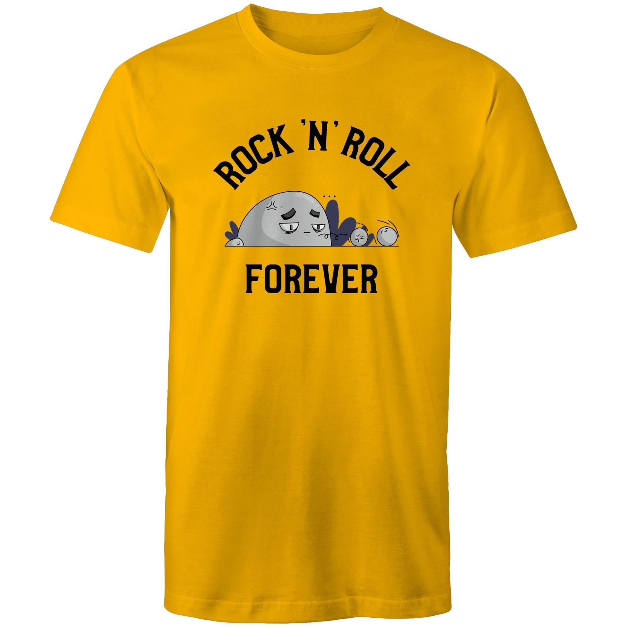 Rock And Roll Forever - Mens T-Shirt Gold Mens T-shirt Music Printed In Australia