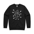 Ow! Everything Hurts Stick Figure AS Colour Stencil Crew Sweatshirt Unisex Black Sweatshirt Printed In Australia