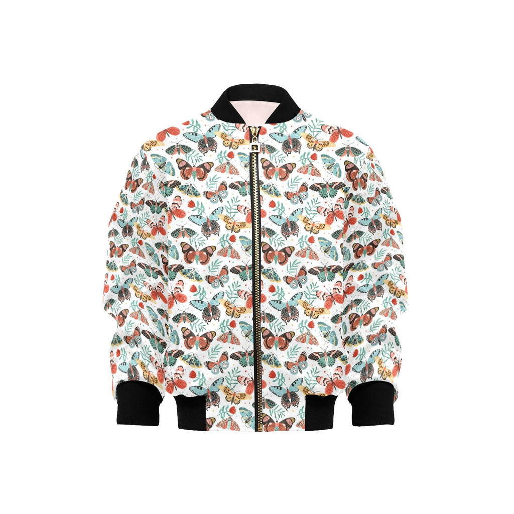 Pretty Moths And Butterflies Kids Bomber Jacket XL Kids Bomber Jacket animal Printed Offshore